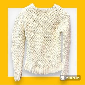 Express basket weave cotton crew neck sweater spring yellow small